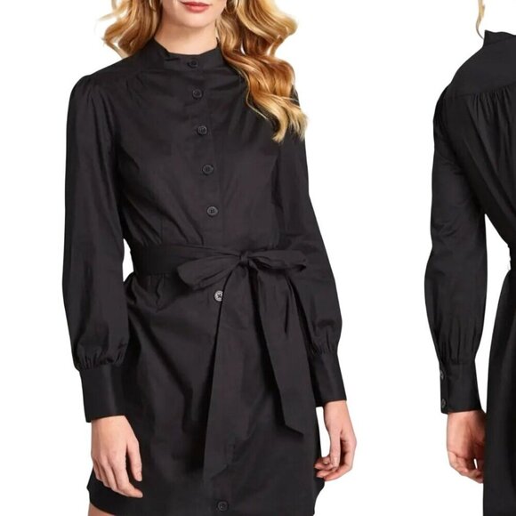 ModCloth A Casual Vision Black Shirt Dress Mandarin Collar Size M - Picture 1 of 9
